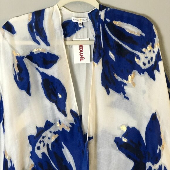 Woven Heart Floral Printed Kimono Swim Coverup Cardi NWTs - Picture 5 of 8
